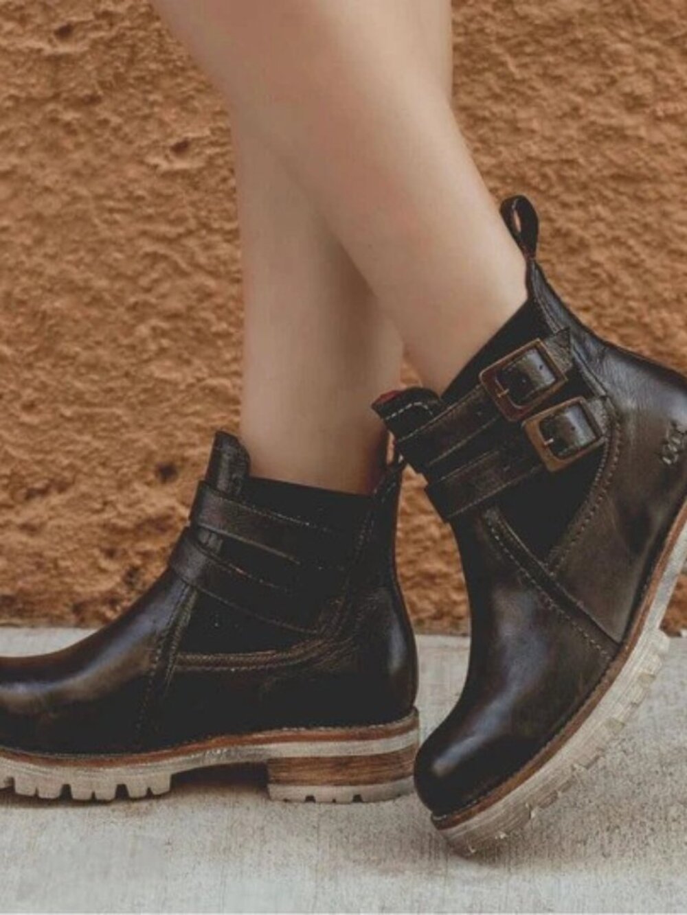 BED|STÜ Ginger Leather Ankle Boots Women's Size 8 Teak Rustic/Black Rustic